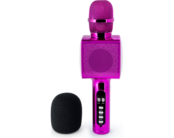 Microphone Bluetooth® 2 en 1 Karaoké et Enceinte PARTY MIC avec effets lumineux Rose Party